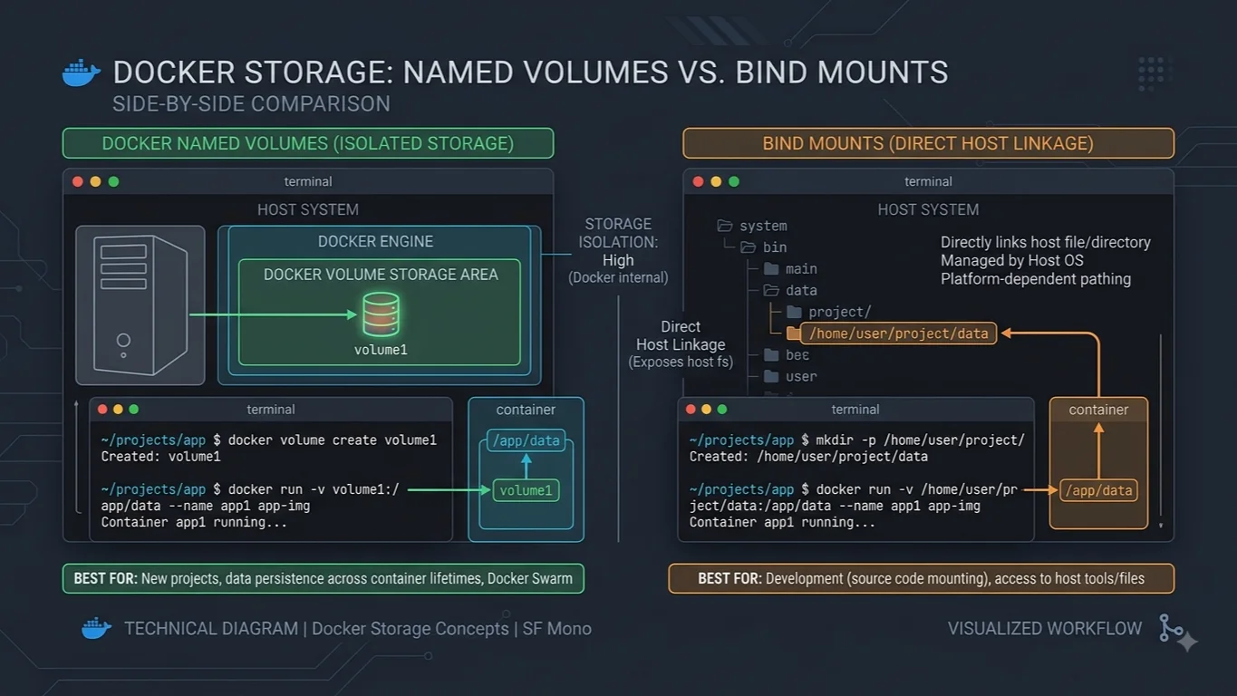 Docker Volume vs Bind Mount: Understanding the Key Differences