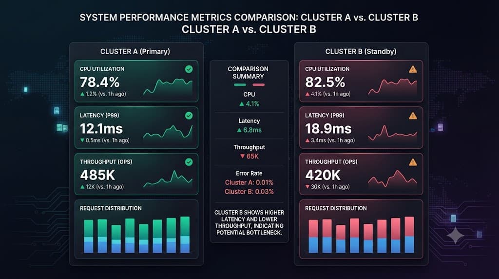 Dashboard comparing model performance metrics side by side