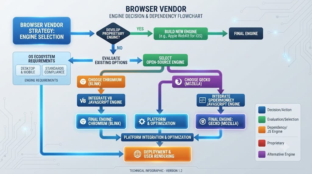 Architectural flowchart of browser vendor decision paths