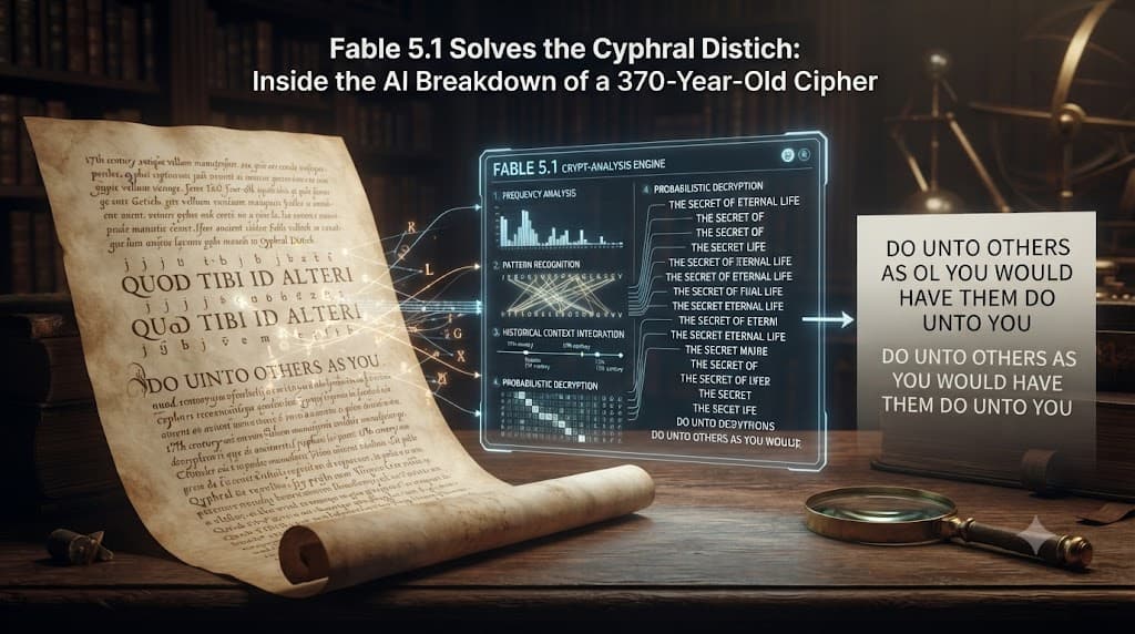 Fable 5.1 Solves the Cyphral Distich: Inside the AI Breakdown of a 370-Year-Old Cipher